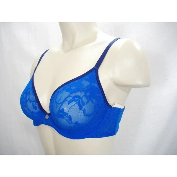 34B DKNY 451238 Signature Lace Unpadded Underwire Bra Blue NWT  New with Tags - Picture 3 of 4